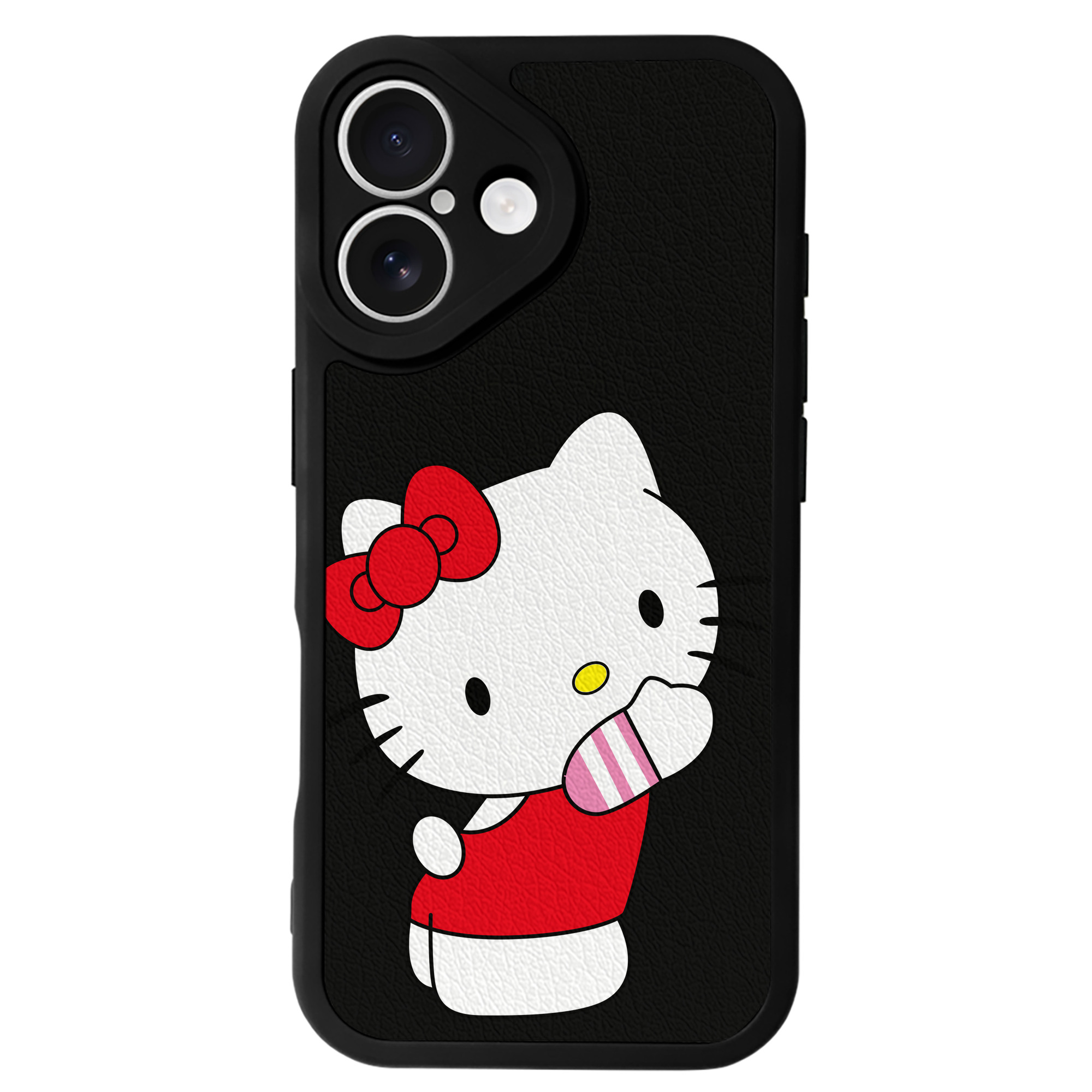 （画像用） Hello Kitty ハローキティ 【iPhone 16シリーズ対応】シリコンスマホケース（レザー調） 材質：シリコン